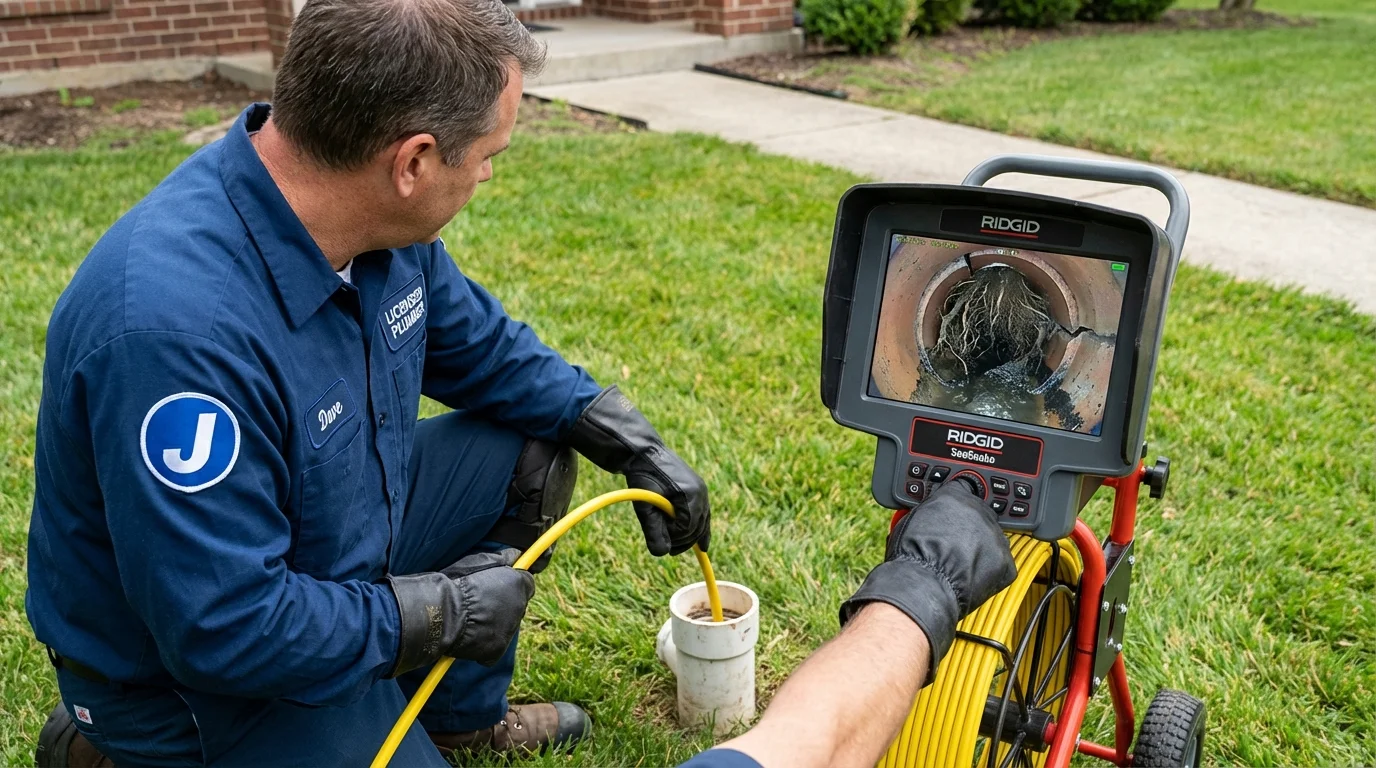 Sewer camera inspection being performed by Johns Plumbing LLC in Sebewaing