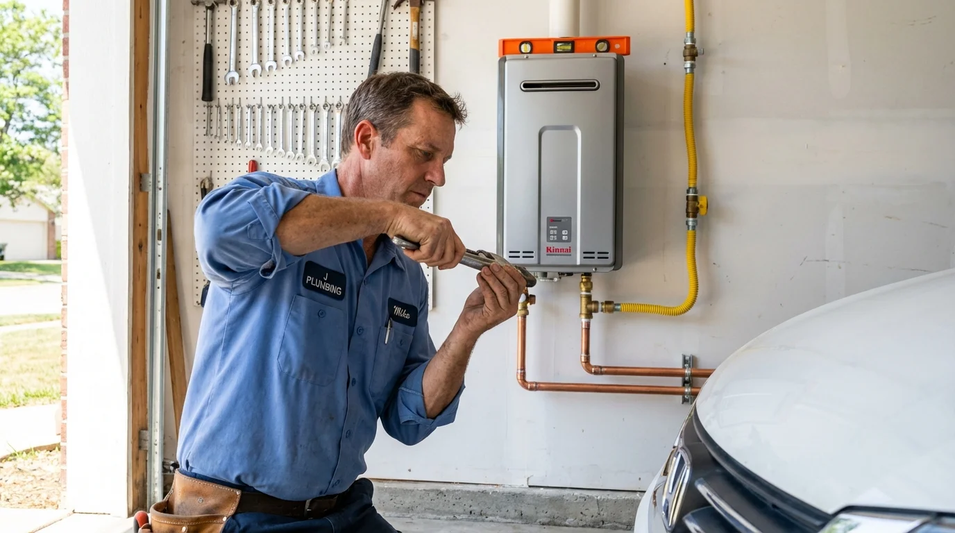 Tankless water heater installation by a Johns Plumbing LLC plumber in Sebewaing
